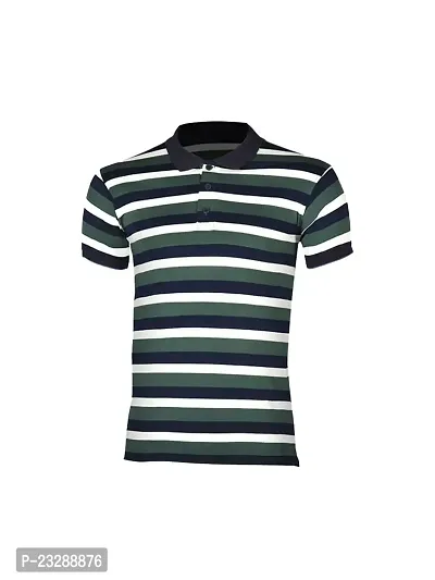 Rad prix Men Multi Color Stripe Cotton Contrast Polo T-Shirt-thumb0