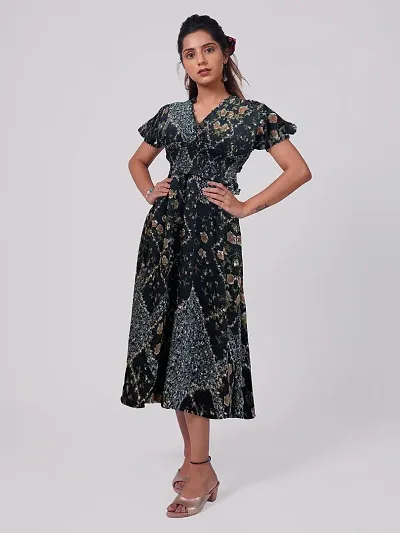 Womens Smoked Ruffle floral Dress