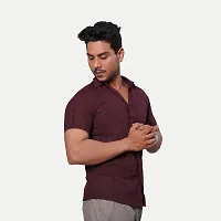 Stylish Maroon Cotton Short Sleeves Casual Shirt for Men-thumb1