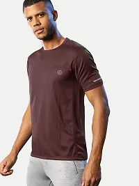 Rad prix Men Solid Maroon Polyester Casual Loose T-Shirt-thumb3