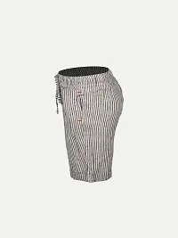 Boys Striped Grey Cotton  Shorts-thumb2