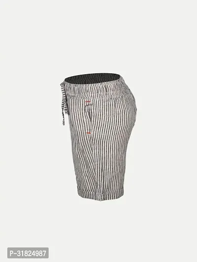 Boys Striped Grey Cotton  Shorts-thumb3