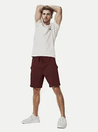 Mens Maroon Solid Knitted Casual Shorts-thumb2