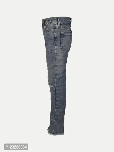 Rad prix Girls Mid-Blue Denim Pant with Slash-at-The-Knee-thumb3