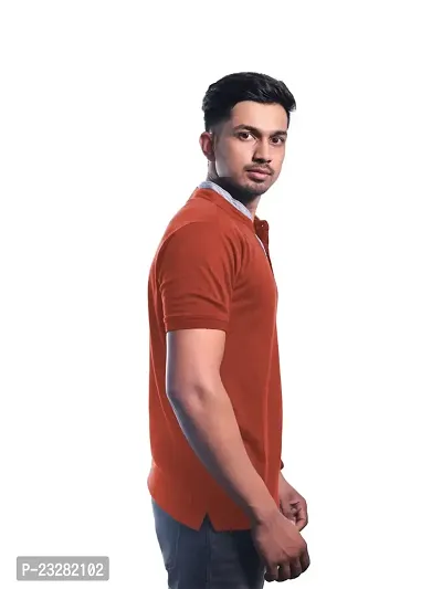 Rad prix Men red Cotton Polo Collared T-Shirt-thumb2