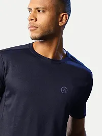 Rad prix Men Navy Polyester Active Crew Neck T-Shirt-thumb1