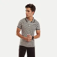 Stylish Black Striped Cotton Polos For Men-thumb3