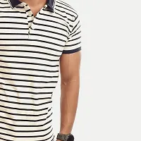 Stylish Multicoloured Striped Cotton Polos For Men-thumb1