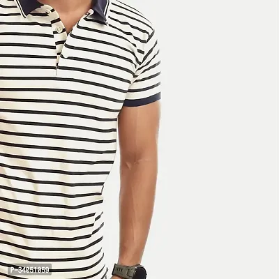 Stylish Multicoloured Striped Cotton Polos For Men-thumb2