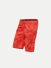 Boys Red Floral Printed Shorts-thumb1