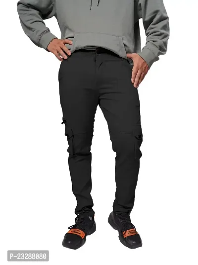 Rad prix Men Black Elasticated Cotton Cargo Joggers-thumb0