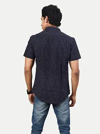 Rad prix Men Dark Persian Blue Checkered Casual Cotton Shirt-thumb3