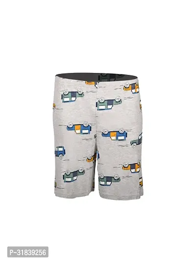 Teen Boys Grey Melange Printed Shorts