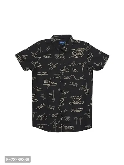 Rad prix Teen Boys Printed Black Shirt with Half-Sleeves