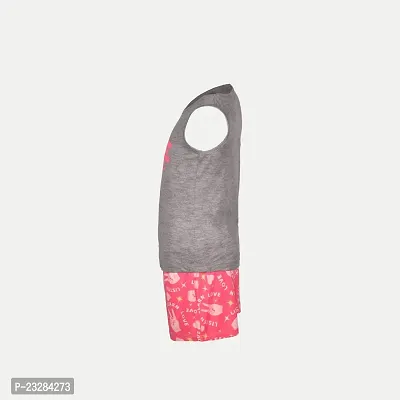 Rad prix Girls Grey Printed Tank Top with Shorts Set-thumb3