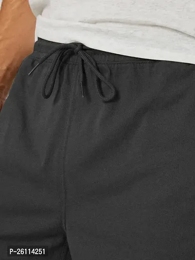 Mens Charcoal Solid Knitted Casual Shorts-thumb2