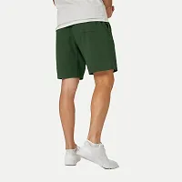 Mens Bottle Green Solid Knitted Casual Shorts-thumb3