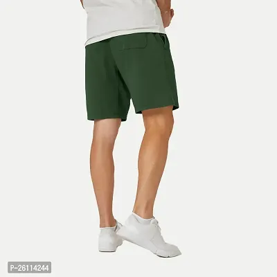 Mens Bottle Green Solid Knitted Casual Shorts-thumb4