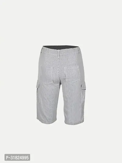 Boys Striped White Cotton Cargo Shorts-thumb4