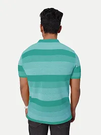 Stylish Blue Striped Cotton Polos For Men-thumb3