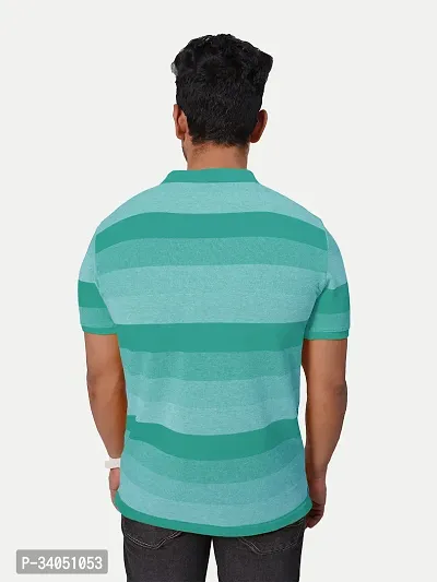 Stylish Blue Striped Cotton Polos For Men-thumb4