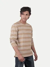 Rad prix Men Beige Striped Textured Pullover Relaxed Sweatshirt-thumb1