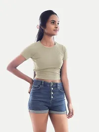 Rad prix Women Beige Cropped T Shirts-thumb2