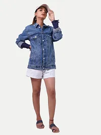 Rad prix Women Casual Denims Jacket- Dark Blue-thumb2