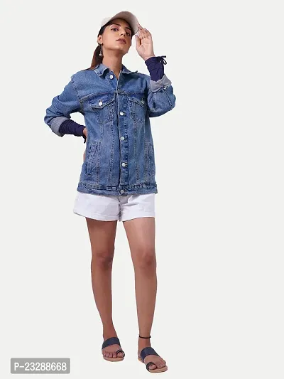 Rad prix Women Casual Denims Jacket- Dark Blue-thumb3