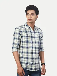 Rad prix Men White Long Sleeves Checked Casual Shirt-thumb2