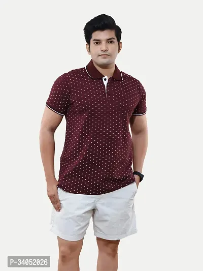 Stylish Maroon Cotton T-Shirt For Men-thumb0