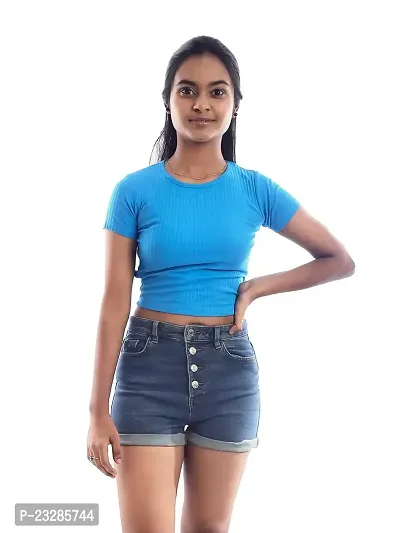 Rad prix Women Blue Cropped T Shirts