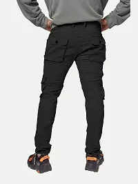 Rad prix Men Black Elasticated Cotton Cargo Joggers-thumb3