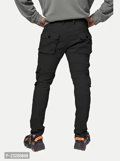 Rad prix Men Black Elasticated Cotton Cargo Joggers-thumb4