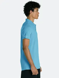 Rad prix Men Basic Light Blue Polyester Polo Collared T-Shirt-thumb1