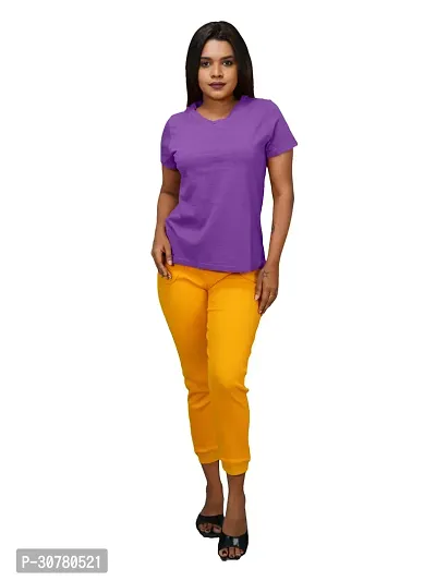 Womens Garment dye knit  Purple Cotton T-shirts-thumb4