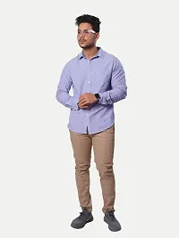 Rad prix Men All-Over Lilac Striped Textured Classic Cotton Shirt-thumb2