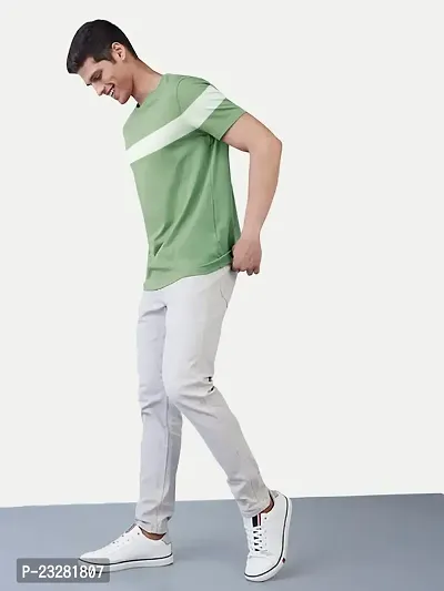 Rad prix Men Green Colour-Blocked Stripe Loose fit T-Shirt-thumb2