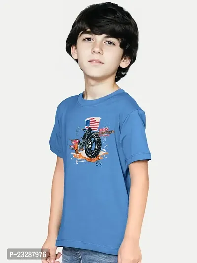 Rad prix Teen Boys Blue T-Shirt with Motorcycle Print-thumb2