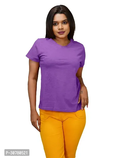 Womens Garment dye knit  Purple Cotton T-shirts