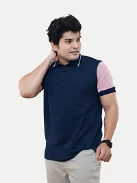 Rad prix Men Navy Blue Contrast Tipping Polo T-Shirt-thumb1