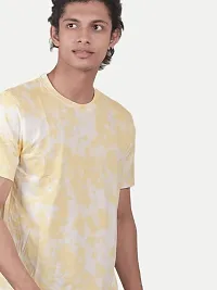 Men Yellow Tie and Dye Cotton Crew Neck T-Shirt-thumb2