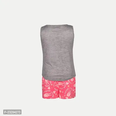 Rad prix Girls Grey Printed Tank Top with Shorts Set-thumb4