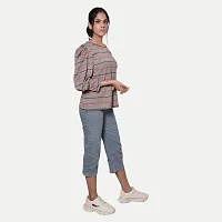 Rad prix Women Grey Stripe Full Sleeve Top-thumb2