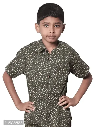 Rad prix Teen Boys Floral Printed Woven Shirt- Black Colour