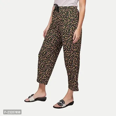 Women Black Floral Pyjama Print-thumb2