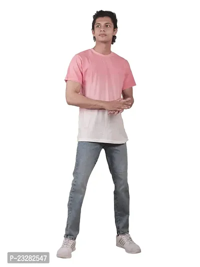 Rad prix Men Pink Tie and Dye Printed Cotton T-Shirt-thumb0