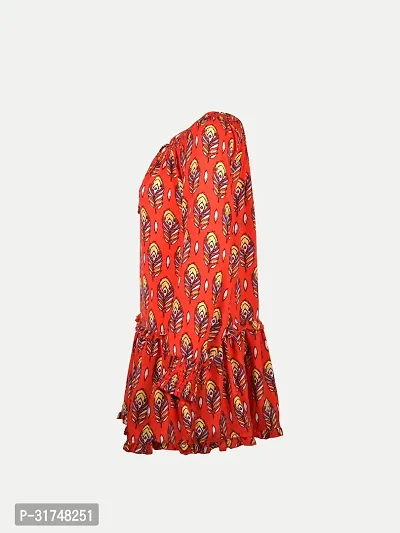 Women Red Floral Printed Dress-thumb3