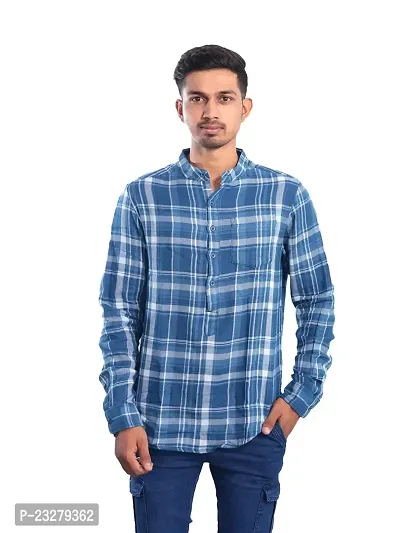 Rad prix Men Hot Blue Checked Regular Fit Casual Cotton Shirt