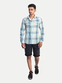 Rad prix Men Light Blue Checkered Casual Cotton Shirt-thumb3